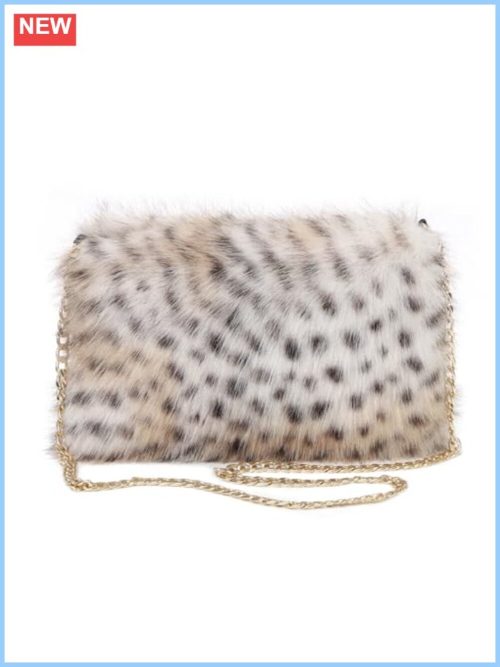 Faux Fur Crossbody Bag for Women with Detachable Chain Shoulder Purse